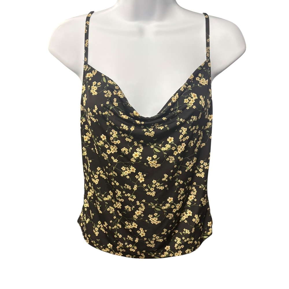 Urban Outfitters UO Floral Cami Top Small Black Yellow Sleeveless Casual Cute